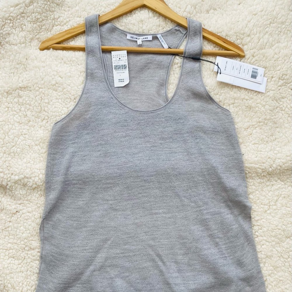 NWT HELMUT LANG Grey Wool Raceback Tank Sz S